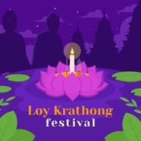 loy krathong festival illustration in flat style design vector