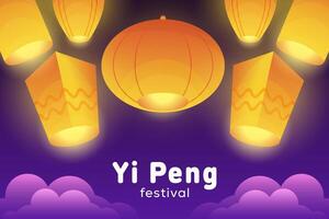 yi peng festival background illustration in gradient style design vector