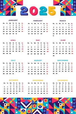 2025 calendar design illustration with abstract pattern