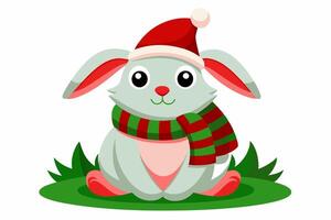 Adorable Christmas Rabbit Graphics for Holiday Design Projects Ideal for Greeting Cards, Logos, Illustrations, Gift Tags, and Unique Seasonal Branding to Add Festive Cheer to Your Creations vector