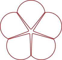 line art flat design icon red flower vector