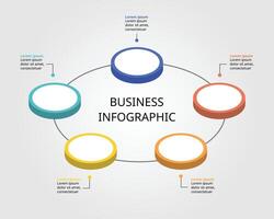 5 circle template for infographic for presentation for 5 element vector