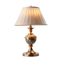 A table lamp with a gold base and a white shade png
