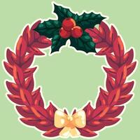 Christmas wreath with mistletoe vector