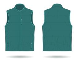 Modern padded vest mockup front and back view vector