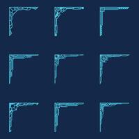 Collection of abstract geometric art deco corner borders vector