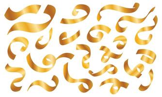 Collection of different shaped shiny gold ribbons vector
