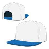 Blue and white snapback cap mockup front and back view vector