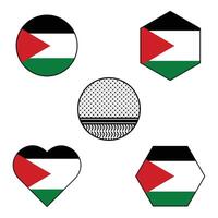 Collection of different Palestinian flag pin design vector