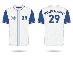 Blue and white baseball jersey uniform mockup front and back view vector