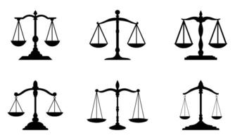 Collection of silhouettes scales justice different shape vector