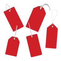 Collection of red blank tag labels with string vector