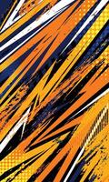 Geometric stripes racing background with abstract grunge brush strokes for sublimation jersey vector