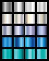 Collection of metal gradient color templates vector