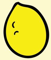 A lemon, abstracted lemon illustration, yellow lemon with black outline, suitable for poster and design element, good for vegetable store logo and sign, can be used for educational content vector