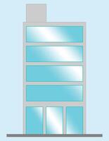 Multi storey building with glass doors and large windows, retail building, apartment building, front view plan, suitable for architectural posters and designs, good for sign and logo and social media vector