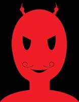 Alien with evil face, an alien smiling with black background, villain illustration, suitable for social media and profile picture, also good for print material and T shirts and posters and halloween vector