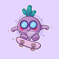 cool turnip vegetable character mascot playing skateboard isolated cartoon vector