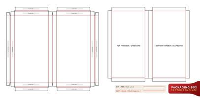die cut Box top and bottom models hard box template with the dimension measurement and thickness applicable for souvenir, stationary, cake packaging, bakery donut or chocolate place, parcel stationery vector