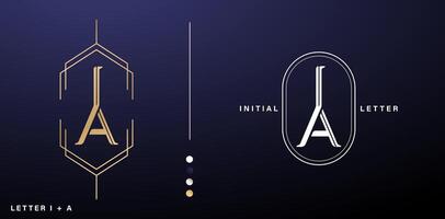 IA monogram letters logo company branding of initial letters minimal styles vector