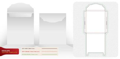Die cut envelope invitation template isolated backgrounds for your design, packaging branding, product compartment unique designs, minimalist conceptual holder, stationery packs, 3d mock-up realistic vector