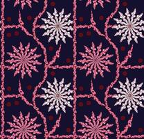A pattern with pink and white flowers on a dark background vector