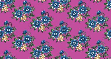 A pattern with blue flowers on a pink background vector