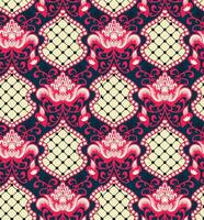 A red and pink floral pattern on a black background vector