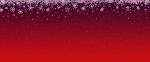 Red Christmas banner with snowflakes. Merry Christmas and Happy New Year greeting banner. Horizontal new year background, headers, posters, cards, website, leaflets and flyers. . vector