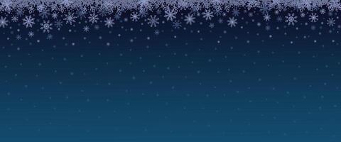 Blue Christmas banner with snowflakes. Merry Christmas and Happy New Year greeting banner. Horizontal new year background, headers, posters, cards, website, leaflets and flyers. . vector