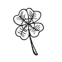 A leaf of clover hand-drawn in black ink on a white background vector