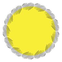 Yellow circle frame made of black doodle hearts vector