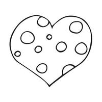 Doodle hand-drawn heart in black liner on a white background. vector