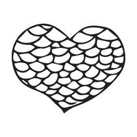 Doodle hand-drawn heart in black liner on a white background. vector