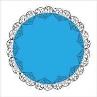 Blue circle frame made of black doodle hearts vector