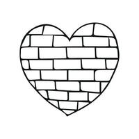 Doodle hand-drawn heart in black liner on a white background. vector