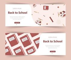 Welcome back to school. Modern illustration in flat style. Web banner for diverse education community and creativity. vector