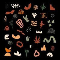 Abstract shapes collection. Set of hand drawn various geometric objects and doodle elements. illustration in trendy boho style vector