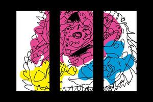 abstract digital painting with three panels vector