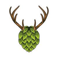 Colored illustration of hops combined with deer antlers vector