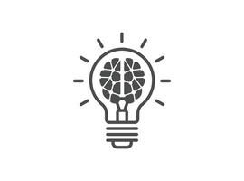 Creative idea flat line icon. Brain in lightbulb illustration. Thin sign of innovation, solution, education logo. vector