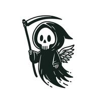 Grim reaper, scythe with wings. illustration. vector