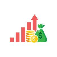 Inflation flat icon. Money tax rate sign. Financial interest symbol. Quality design element. Flat style inflation icon. Editable stroke. vector