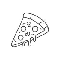 Slice of pizza with sausage and mushroom toppings and melted cheese, illustration icon. vector