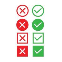 Check mark icon set. Check mark and cross. illustration. vector