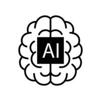 AI brain icon, concept illustration, outline symbol, sign, linear symbol. vector