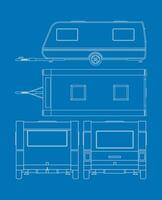Caravan blueprint for graphic resource. Eps 10 vector