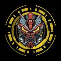 Mecha robot head illustration vector