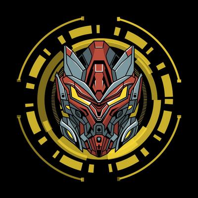 Mecha robot head illustration