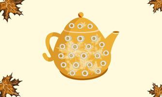 fall kettle teapot autumn beautiful design vector